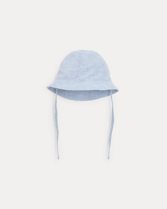Chapeau en toile de coton Mahault Imprimé carreaux bleu  Natalys