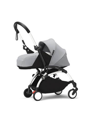 Poussette YOYO&sup3; pack nouveau-n&eacute; 0+ avec cadre blanc Coloris stone  Stokke