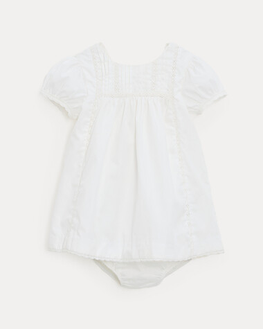 Robe en popeline finition dentelle Grace Coloris &eacute;cru  Natalys