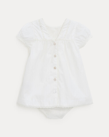 Robe en popeline finition dentelle Grace Coloris &eacute;cru  Natalys