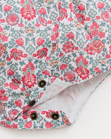 Barboteuse &agrave; bretelles Domitille En tissu Liberty  Natalys