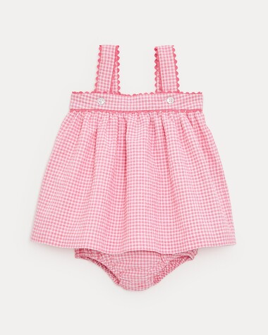 Robe &agrave; bretelles en seersucker Romane Imprim&eacute; vichy grenadine  Natalys