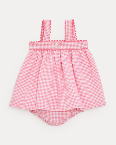 Robe &agrave; bretelles en seersucker Romane Imprim&eacute; vichy grenadine  Natalys