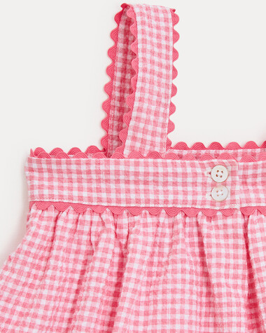 Robe &agrave; bretelles en seersucker Romane Imprim&eacute; vichy grenadine  Natalys