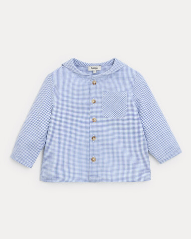 Chemise &agrave; manches longues Augustin Imprim&eacute; carreaux bleu  Natalys