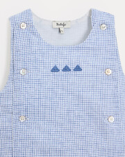 Combinaison longue en toile de coton Mar... Imprimé carreaux bleu Natalys