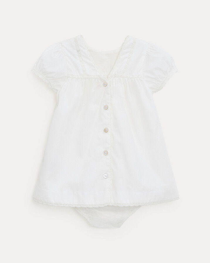Robe en popeline finition dentelle Grace Coloris écru Natalys