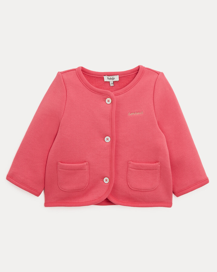 Gilet en molleton brodé bonheur Camill... Coloris grenadine Natalys