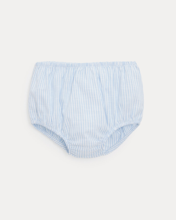 Robe à col brodé Capucine Imprimé rayures ciel Natalys