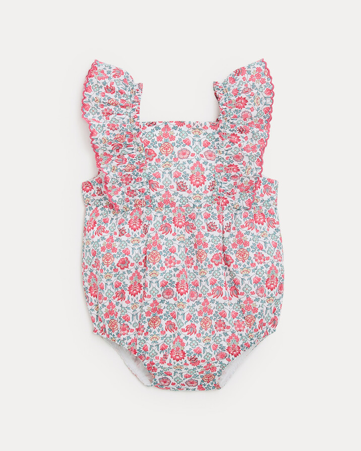 Barboteuse à bretelles Domitille En tissu Liberty Natalys