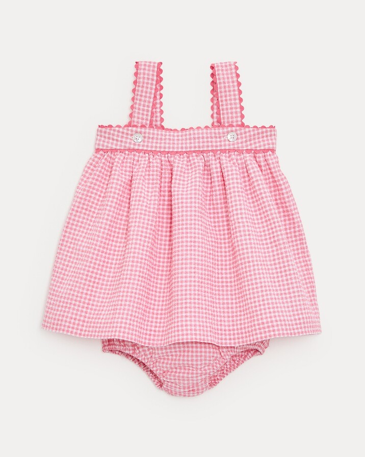 Robe à bretelles en seersucker Romane Imprimé vichy grenadine Natalys