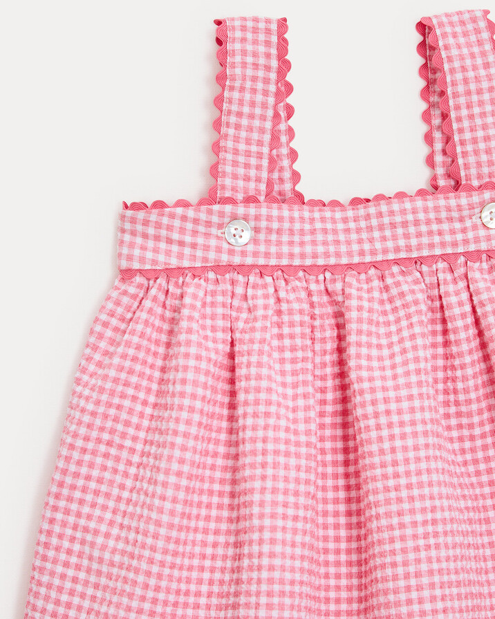 Robe à bretelles en seersucker Romane Imprimé vichy grenadine Natalys