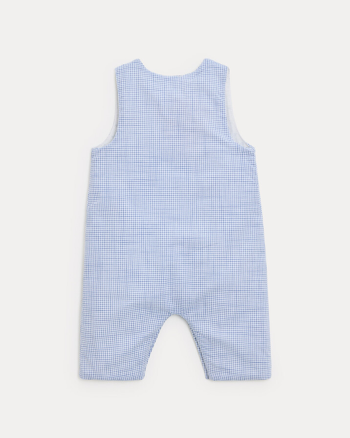 Combinaison longue en toile de coton Mar... Imprimé carreaux bleu Natalys