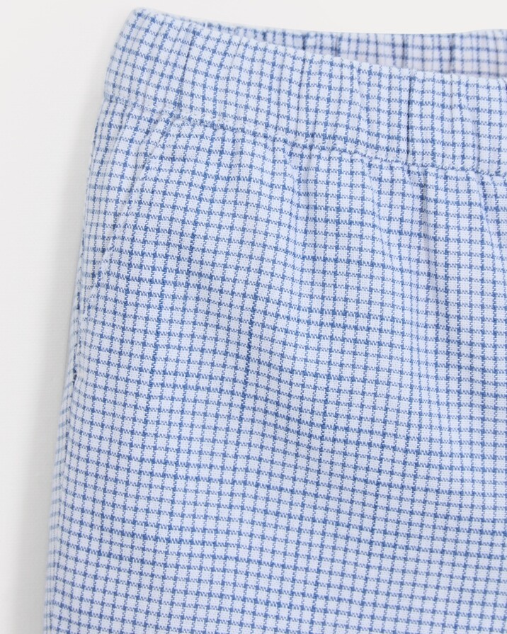 Pantalon en toile de coton Achille Imprimé carreaux bleu Natalys