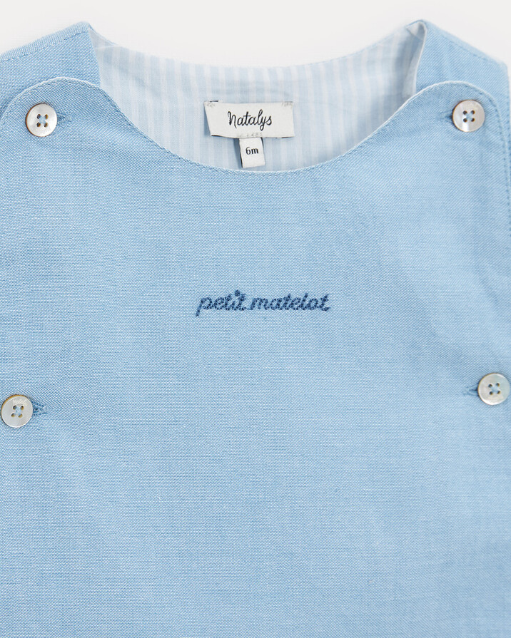 Combinaison longue en chambray Marceau Coloris bleu clair Natalys