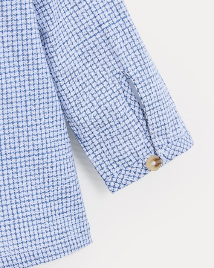 Chemise &agrave; manches longues Augustin Imprim&eacute; carreaux bleu  Natalys