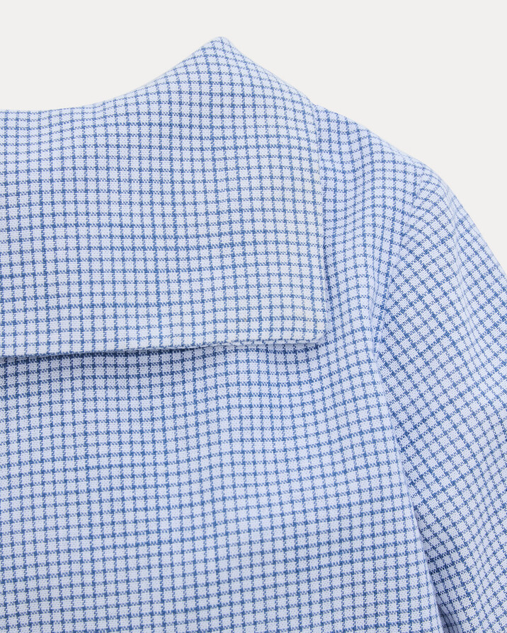 Chemise &agrave; manches longues Augustin Imprim&eacute; carreaux bleu  Natalys
