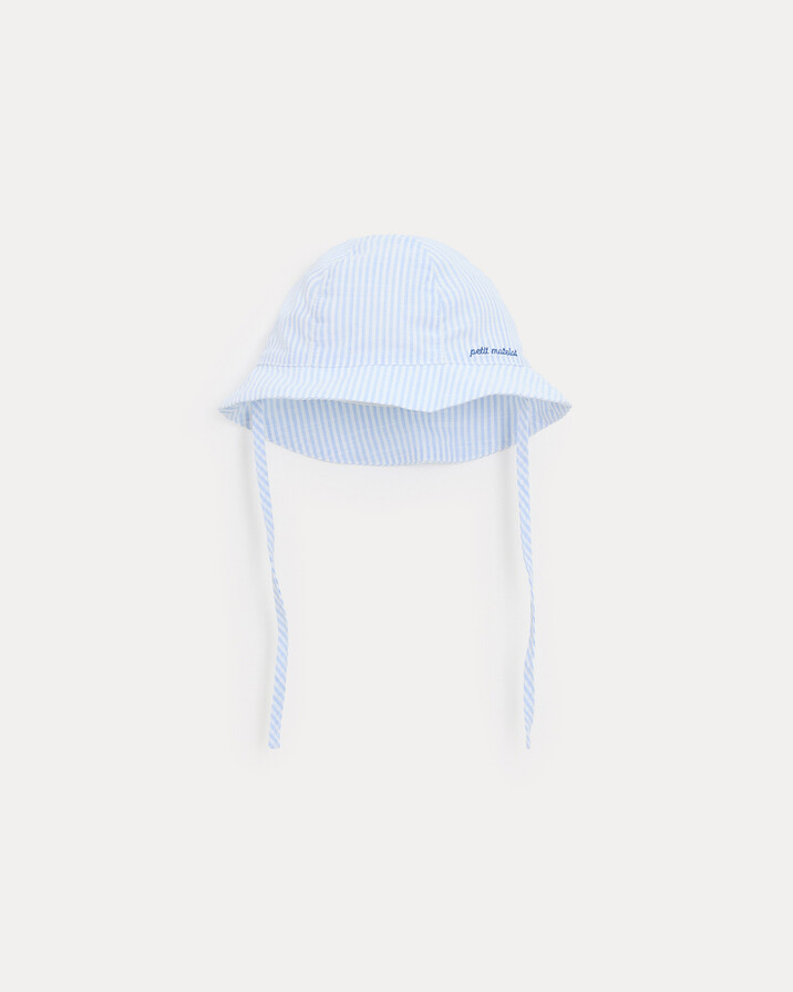Chapeau brodé petit matelot Mahault Imprimé rayures ciel Natalys